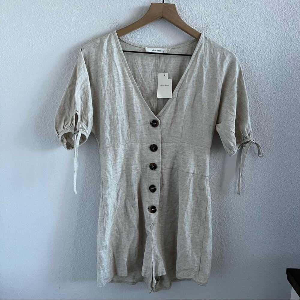 NWT Idem Ditto Neutral Romper Playsuit Jumpsuit Lagenlook Boho Minimalist Small